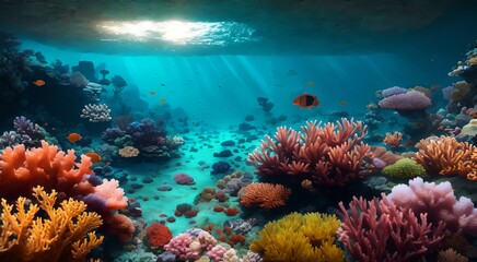 Obraz premium Underwater paradise: Tropical coral reef [AI Generated]