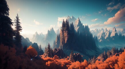Panoramic view of rocky mountainscape [AI Generated]