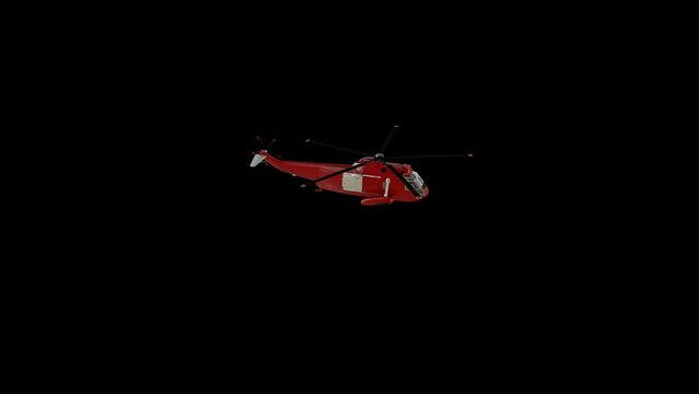 Rescue Helicopter Fly 3D Animation With Alpha Video
