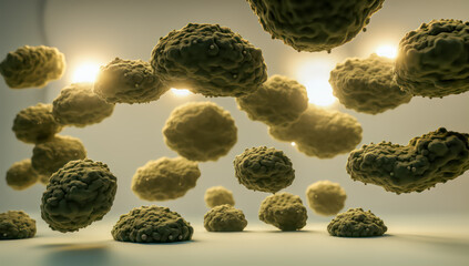 close up of bacteria or virus. bacteria closeup for medical purpose or educational background, closeup of virus in general or mutation, macro image of dna and virus. generative ai