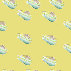 vector illustration of seamless avocado pattern in watercolor. Design element for printing on stationery. packaging, clothing printing
