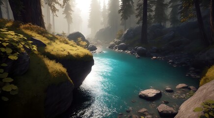 Tranquil river reflection [AI Generated]