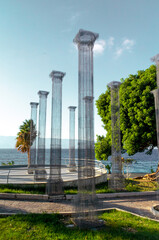 columns in the park of Reggio Calabria - obrazy, fototapety, plakaty