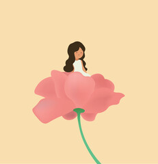 girl sitting in a rose flower