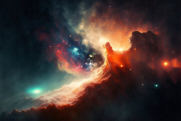 Obraz na płótnie Canvas Space galaxy background illustration. Generated by AI