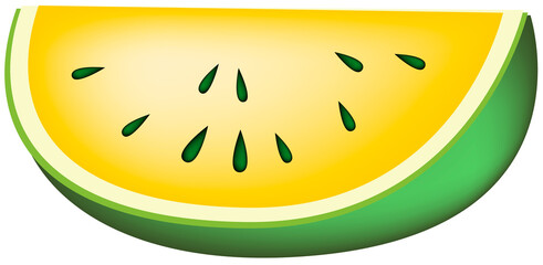 Fresh Fruits, Illustration Piece of Fresh Yellow Watermelon.