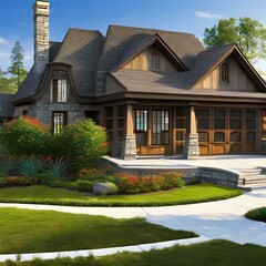 5 A home with a wrap-around porch and a stone fireplace as the focal point 3_SwinIRGenerative AI