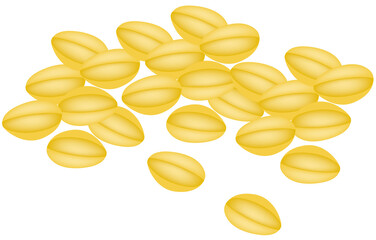 Illustration of Yellow Split Peas, Are Dried and Halved Peas Used in Soups and Stews, High in Protein and Fiber.
