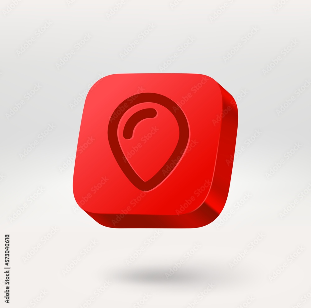 Poster map pin. travel concept. mobile application icon. 3d vector icon isolated on white background
