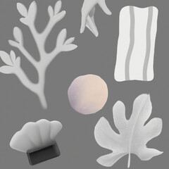 Simple Flatlays Gray Refreshing corallidomous digital art - Generative AI