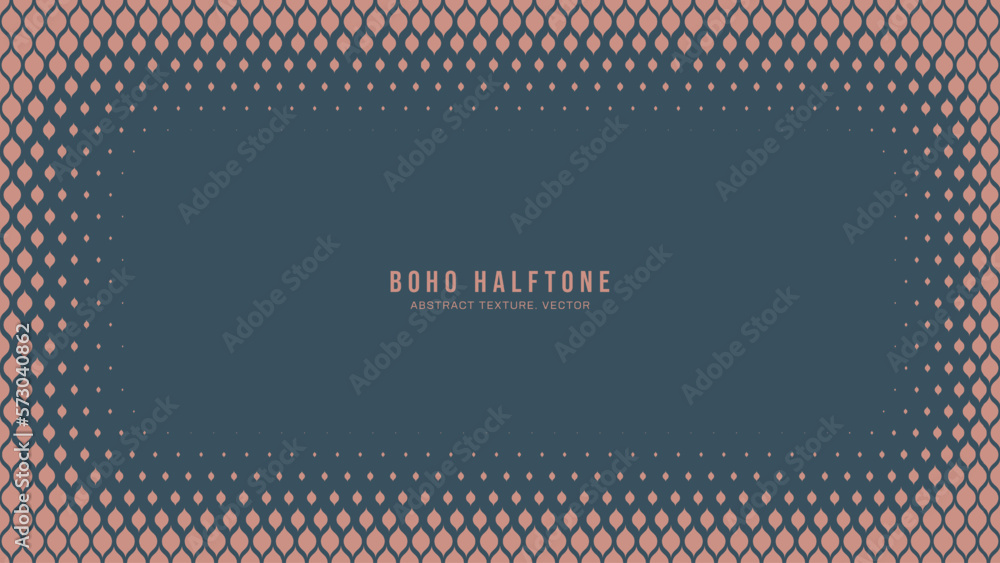 Poster boho style modern halftone vector vignette rounded frame aesthetic abstract background. fancy half t