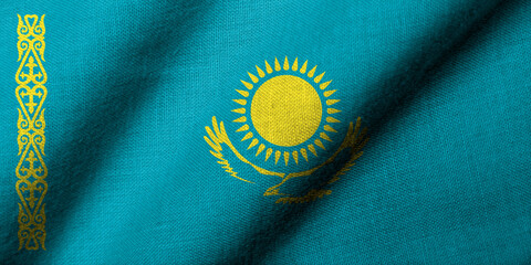 3D Flag of Kazakhstan waving