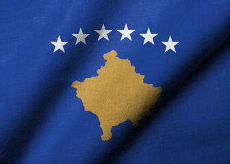 3D Flag of Kosovo waving