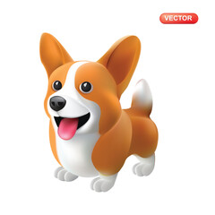 Funny puppy. 3d vector icon