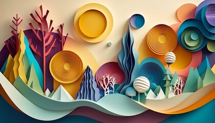 abstract paper cut illustration background
