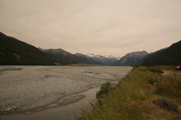 mountains with hazy landscape