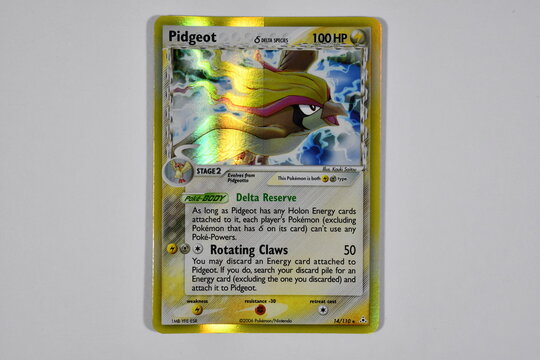 Pokemon trading card, Pidgeot, holographic.