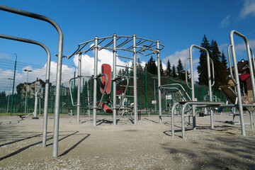 Fototapeta na wymiar Sports ground for physical exercise on open air
