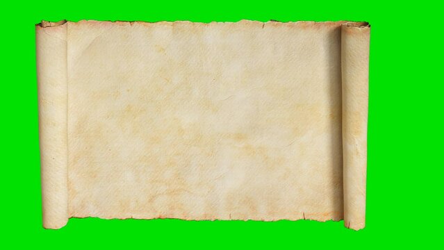 Old paper scroll or parchment animation. Green chroma key for text included 