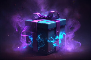 Blue Gift Box Attractive Wrapping Paper Generative AI