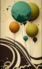 Generative AI Happy graduation background with balloons earth colors