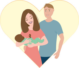 Father embracing mother with adopted child