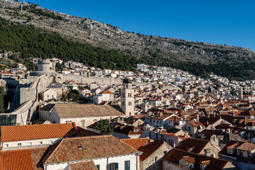 Fototapeta na wymiar Wonderful town of Dubrovnik, built on the steep slopes with famous fortified city walls and world heritage sites