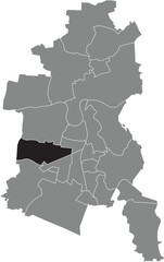 Black flat blank highlighted location map of the KLEINKÜHNAU BOROUGH inside gray administrative map of DESSAU, Germany