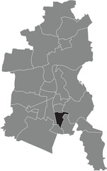 Black flat blank highlighted location map of the SÜD BOROUGH inside gray administrative map of DESSAU, Germany