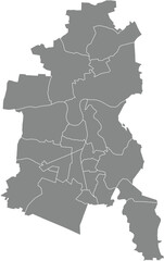 Gray flat blank vector administrative map of DESSAU, GERMANY with white border lines of its boroughs