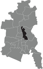 Black flat blank highlighted location map of the INNERSTÄDTISCHER BEREICH NORD BOROUGH inside gray administrative map of DESSAU, Germany