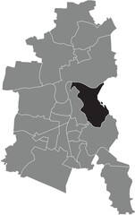 Black flat blank highlighted location map of the WALDERSEE BOROUGH inside gray administrative map of DESSAU, Germany