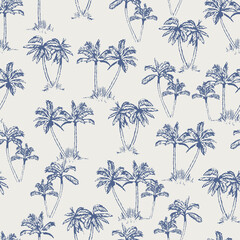 SEAMLESS DRAWN HAND PAINTED FERN PALM TREE FLORAL PATTERN SWATCH © Megan