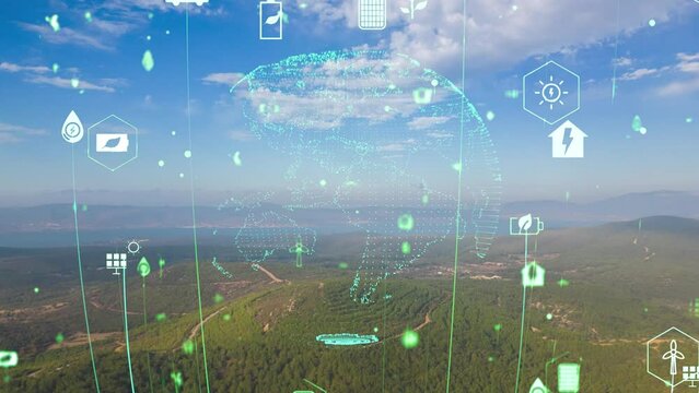 Future environmental conservation and sustainable ESG modernization development by using technology of renewable resources to reduce pollution and carbon emission . High quality 4k footage