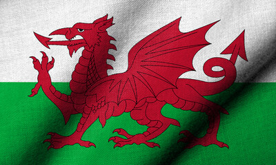 3D Flag of Wales waving