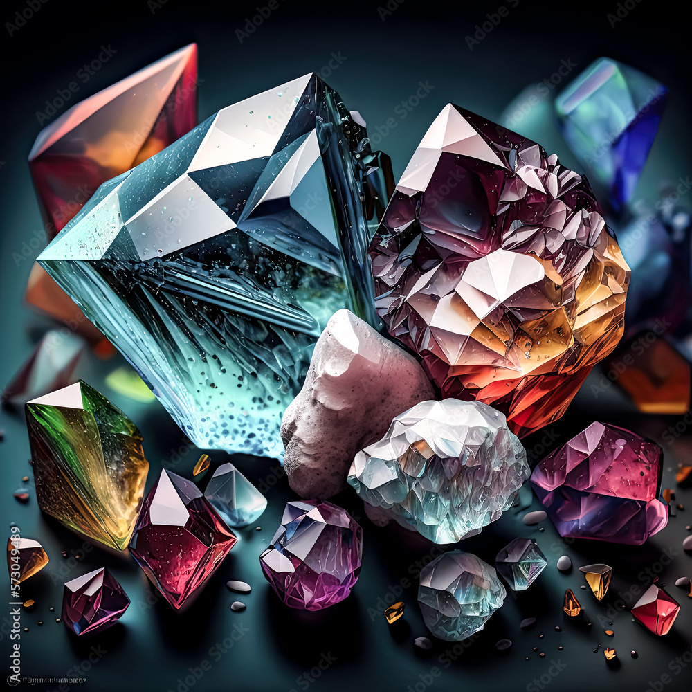 Aufkleber tiny colorful crystals sparkled in the light. - generative ai