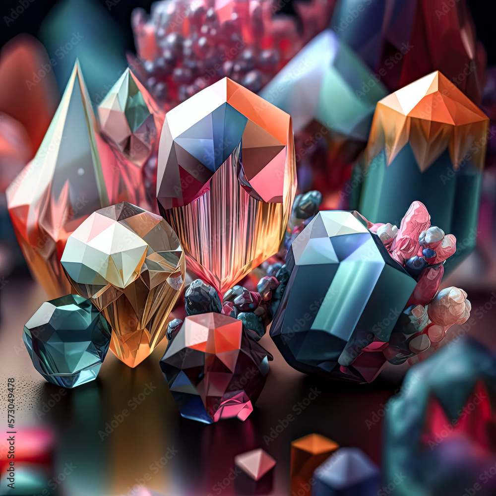 Aufkleber tiny colorful crystals sparkled in the sunlight. - generative ai