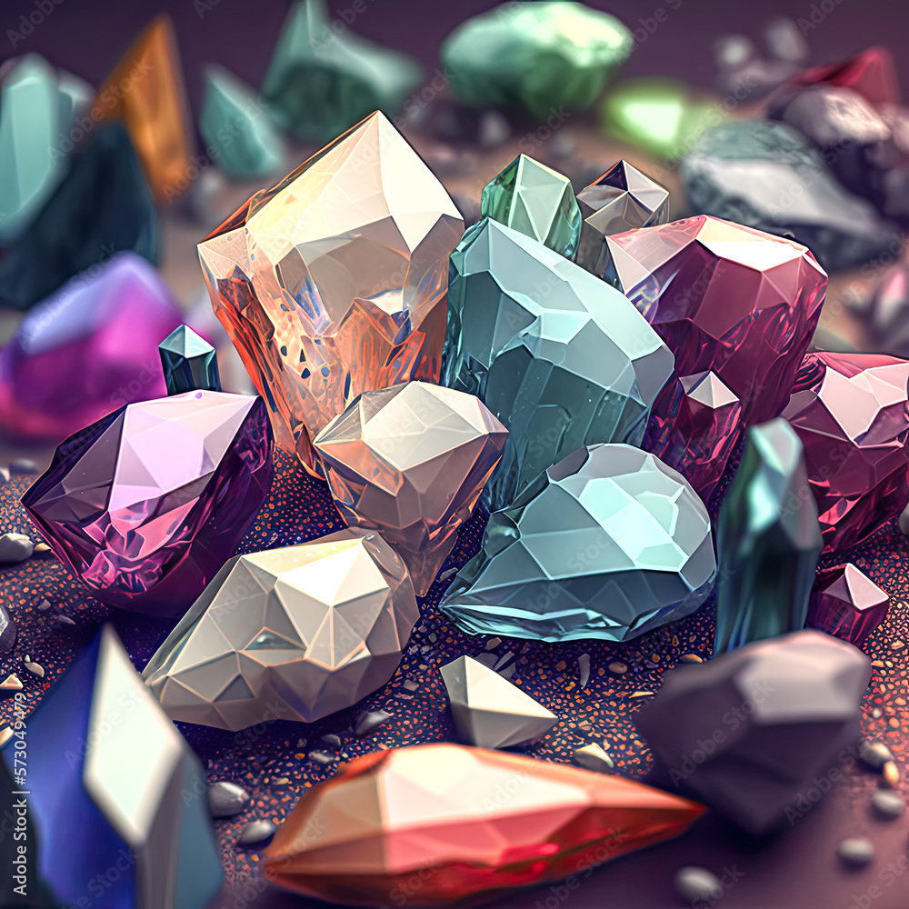 Aufkleber tiny colorful crystals sparkled in the sunlight. - generative ai