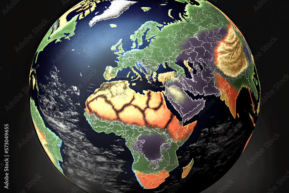 Aufkleber a colorful 3d render of an earth globe is set against a dark sky. - generative ai