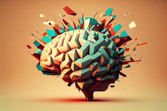 Concept art of a human brain exploding with knowledge and creativity. Generative ai