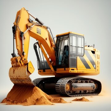 Mighty Machines: Isolated Heavy Construction Machinery Concept. Generative AI