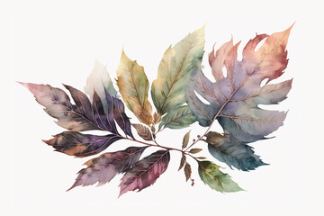 Ethereal Elegance of Watercolor wedding leaves. Generative AI