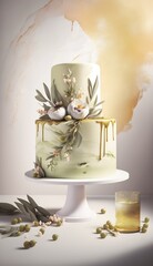 Chic and Modern Wedding Cake: Delicate and Elegant Design. Generative AI