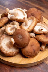 Fresh brown Lentinula edodes or shiitake edible mushrooms