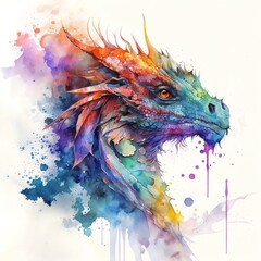Obraz na płótnie Canvas aquarell dragon fantasy AI generative illustration