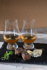 Scotch single malt and blended whisky tasting on distillery in Scotland close up