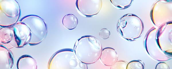 3d render, abstract background with air bubbles, wallpaper with glass balls, purity concept - obrazy, fototapety, plakaty