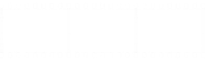 35 mm white filmstrip with three frames with transparent  background (PNG image) for banners, mockups, designs etc.