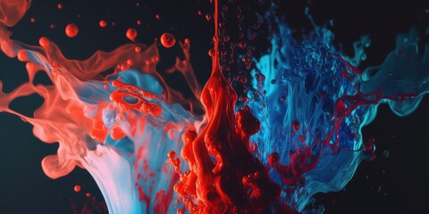 Blue and Red Paint Splash-Liquid 