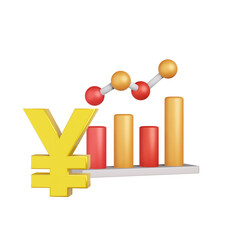yen chart 3d render icon illustration